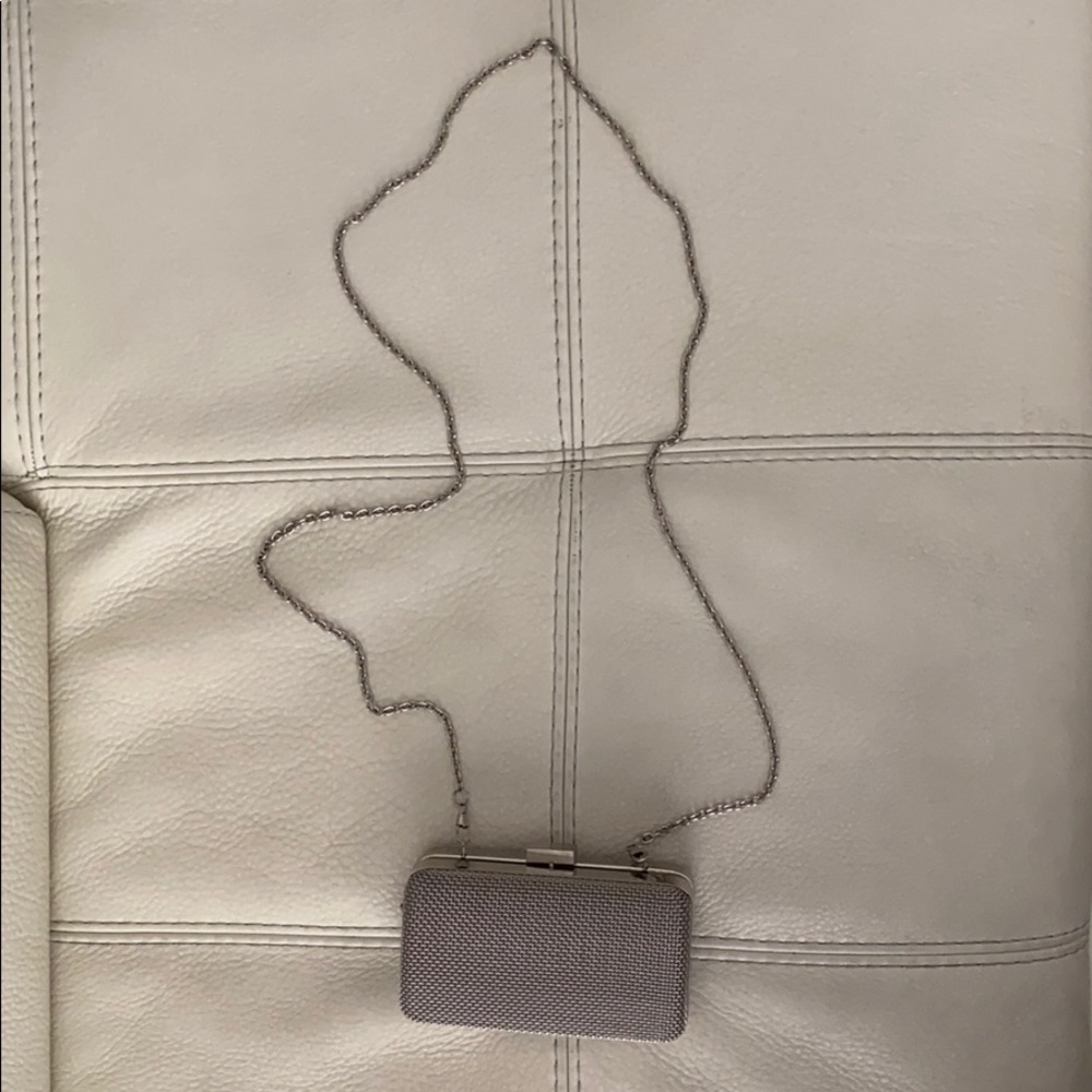 Bebe Silver Chain Clutch